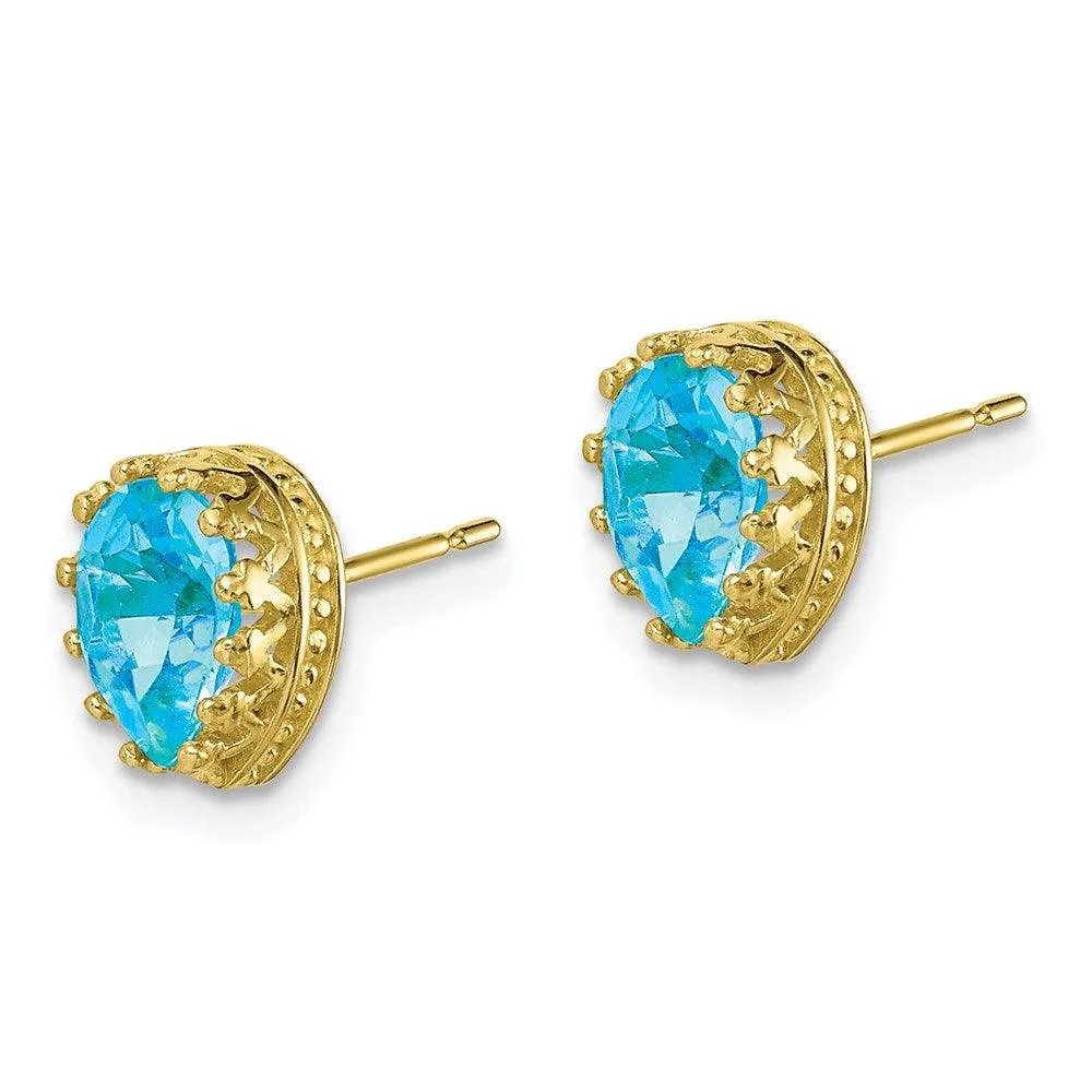 10k Tiara Collection 8mm Polished Pear Sky Blue Topaz Earrings