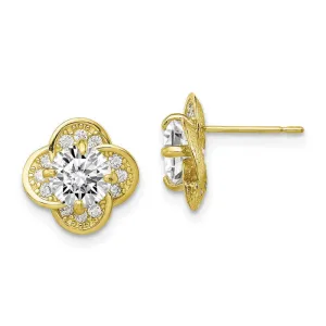 10K Tiara Collection Polished CZ Post Earrings