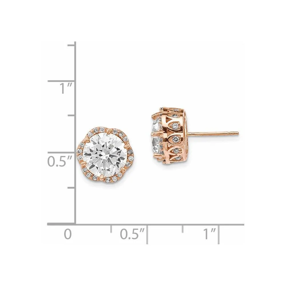 10K Tiara Collection Rose Gold Polished CZ Post Earrings