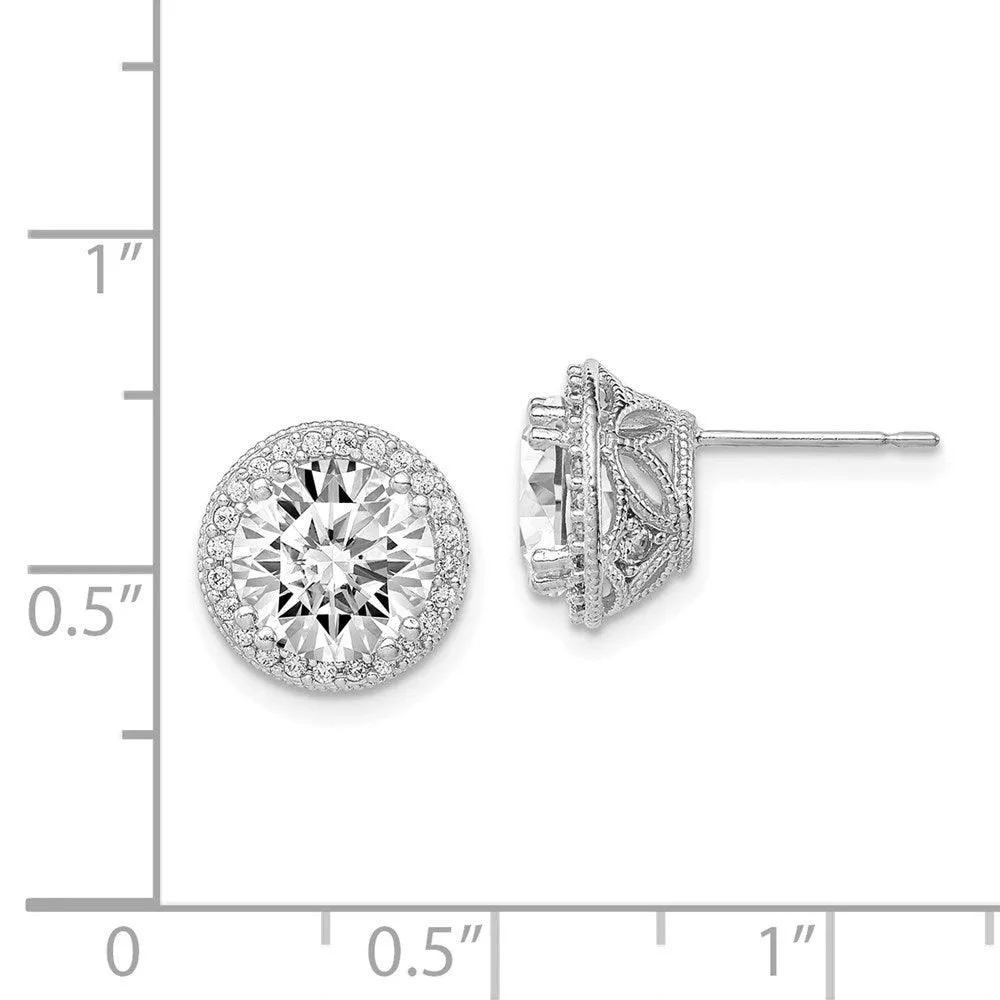 10K Tiara Collection White Gold Polished CZ Post Earrings