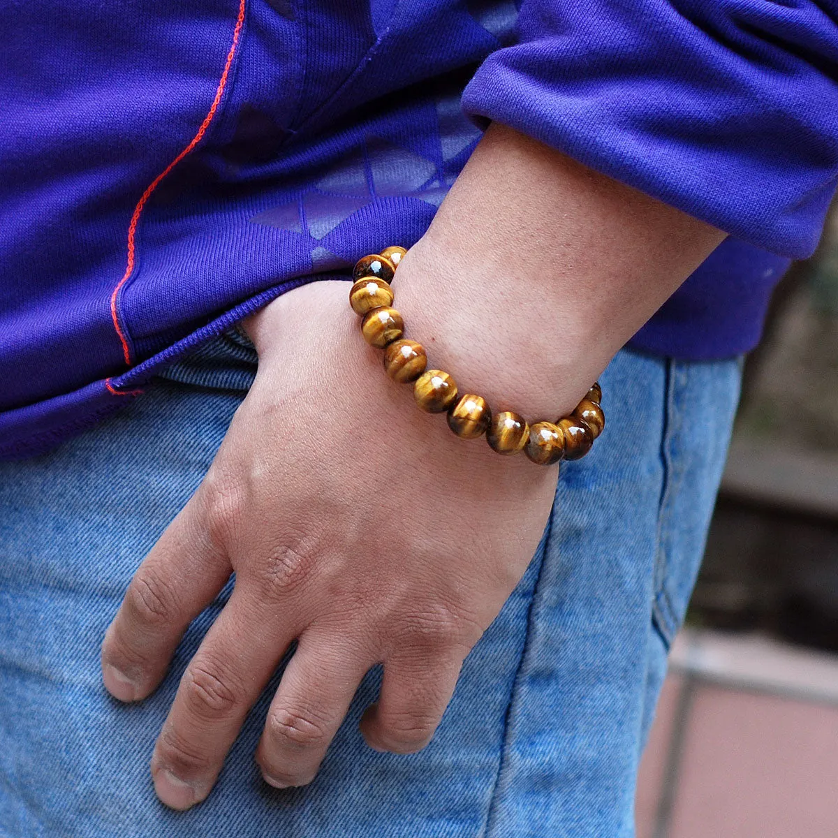 12mm Top Quality Brown Tiger Eye Bracelet | Fashion Healing Stone Jewelry for Men Women