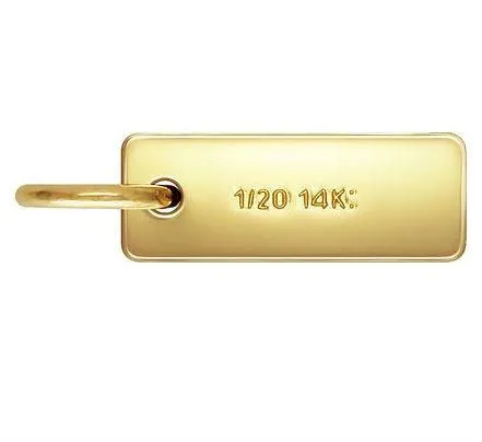 14k Gold Filled Rectangular Quality Tag with Jump Ring - Sold by Dozen