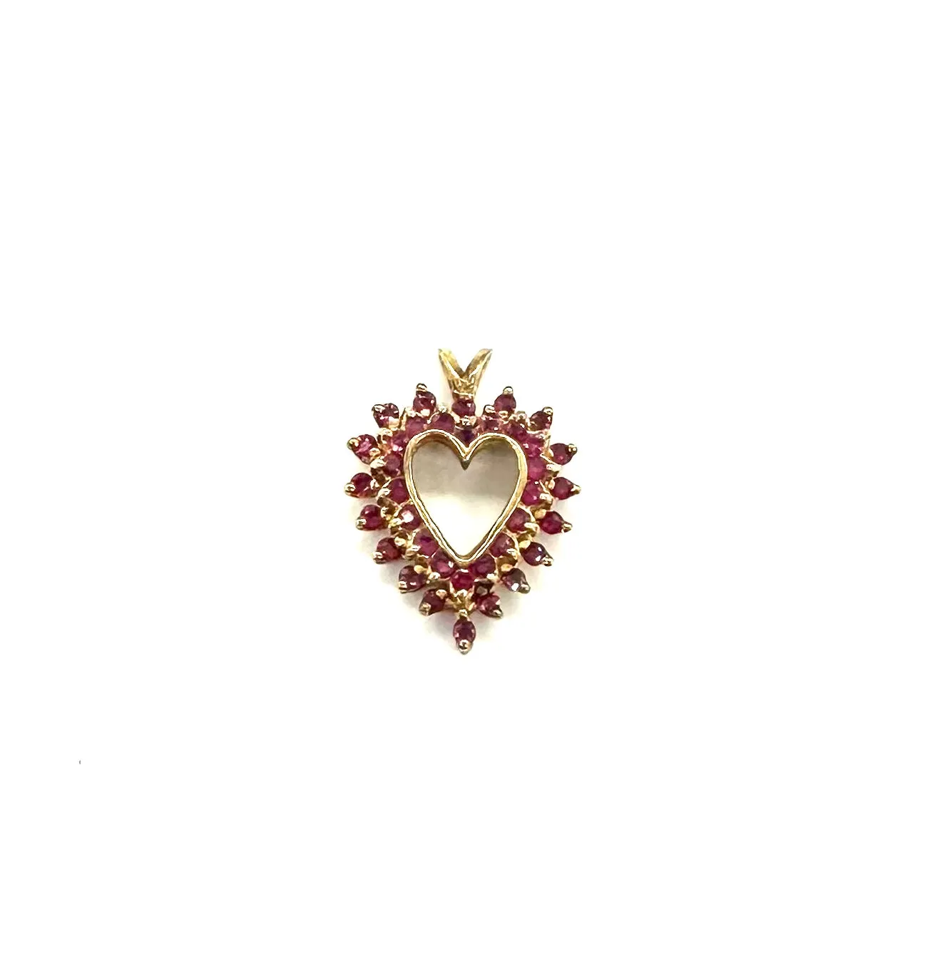 14k Ruby Heart Halo Pendant