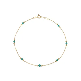 18K Gold Turquoise Beads Anklet - Garo Boyadjian