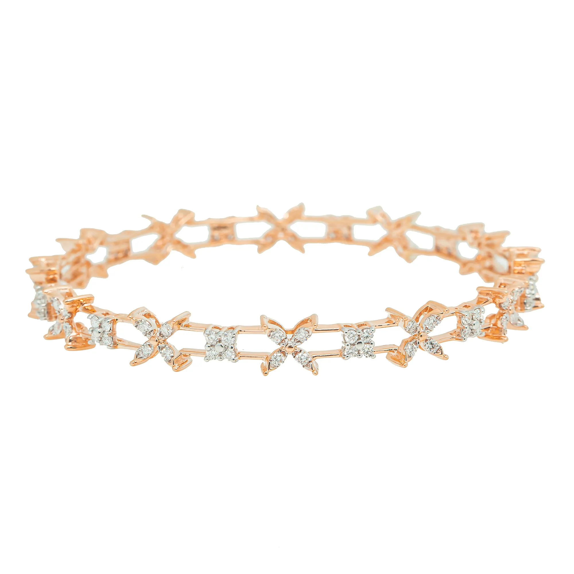 18K Rose Gold Bangle w/ 1.43ct Diamonds (12.5gm)