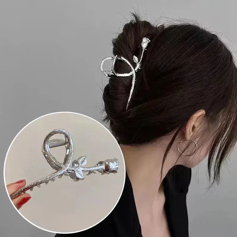 2023 Korean Metal Geometric Hair Claws Barrettes Elegant Hair Clips Crab Hollow