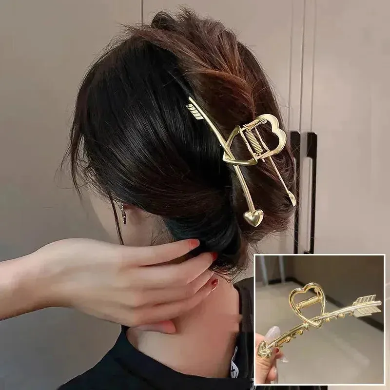 2023 Korean Metal Geometric Hair Claws Barrettes Elegant Hair Clips Crab Hollow