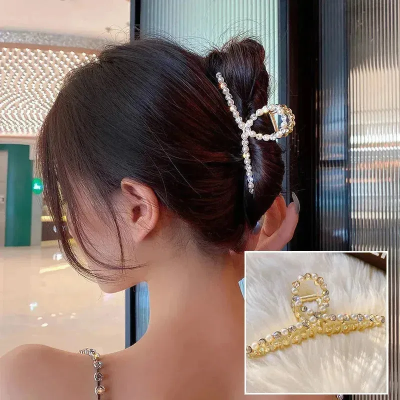 2023 Korean Metal Geometric Hair Claws Barrettes Elegant Hair Clips Crab Hollow