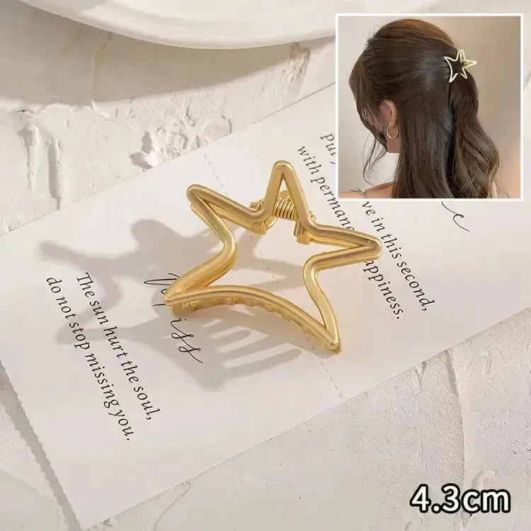 2023 Korean Metal Geometric Hair Claws Barrettes Elegant Hair Clips Crab Hollow