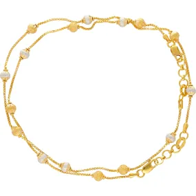 22K Yellow & White Gold Ball Bead Anklet Set (14gm)