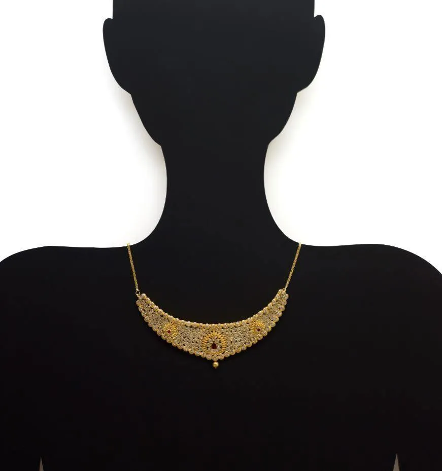 22K Yellow Gold Uncut Diamond Choker Necklace W/ 25.59ct SI Uncut Diamonds & Precious Rubies