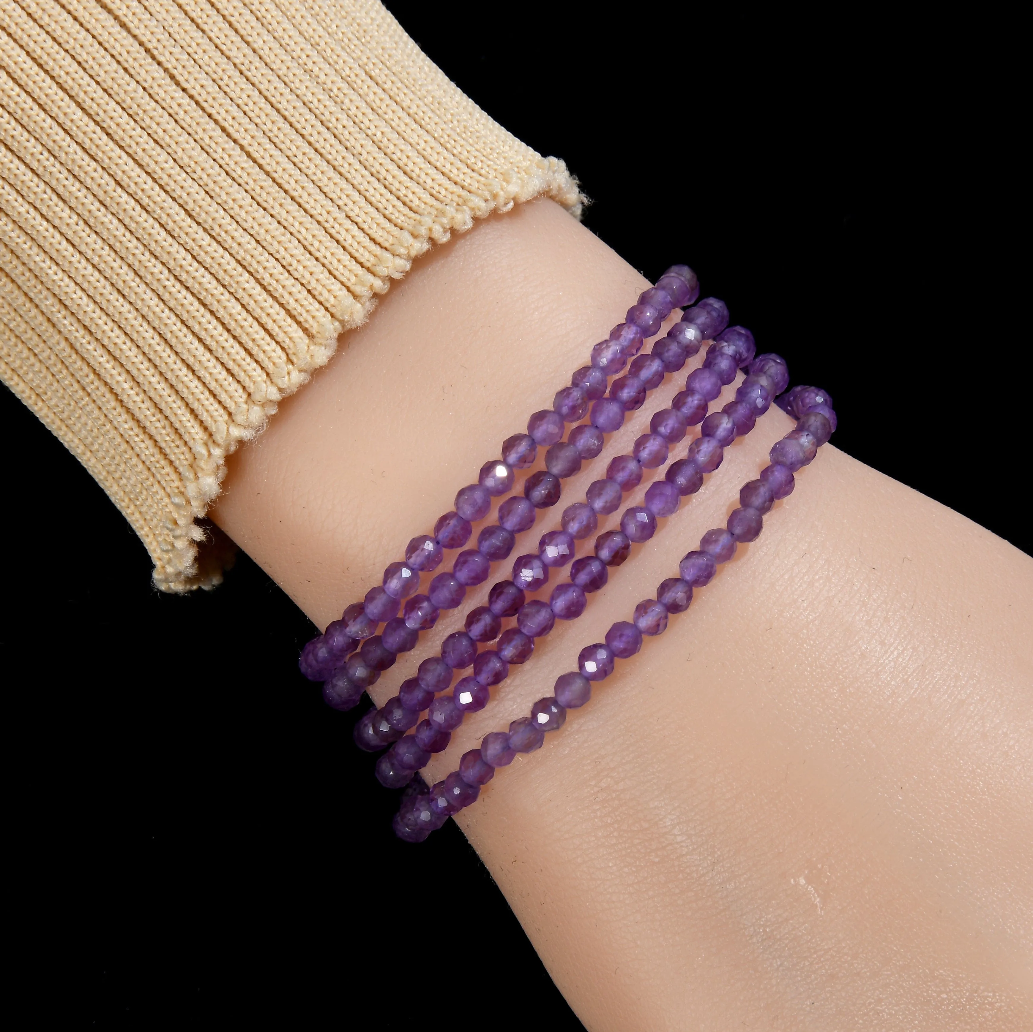 3mm Amethyst Faceted 31 Necklace / Multi Wrap Bracelet