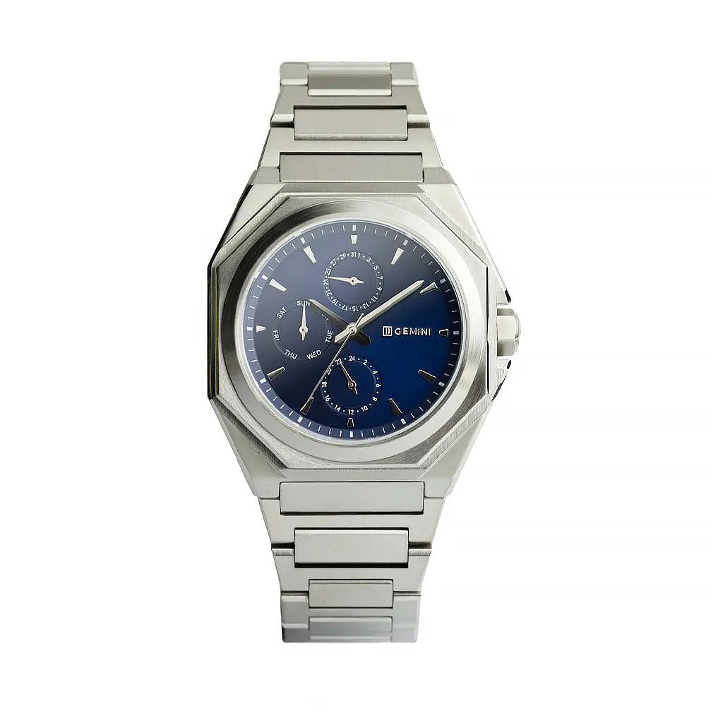 42mm full stainless steel watch with silver finish