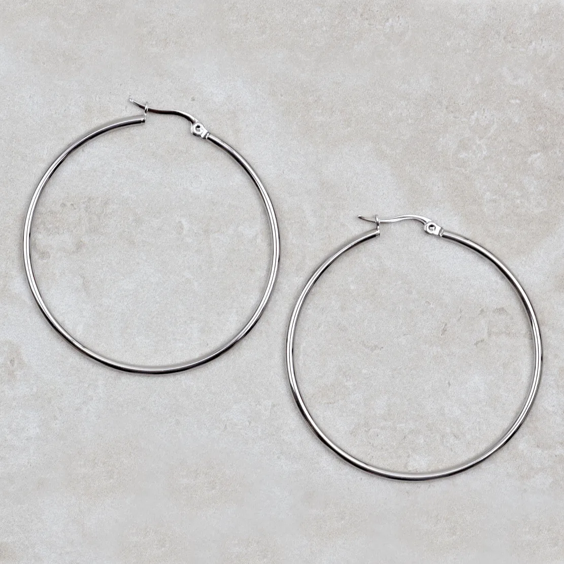 50mm Silver Creole Valentano Hoop Earrings