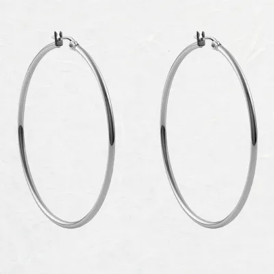 50mm Silver Creole Valentano Hoop Earrings