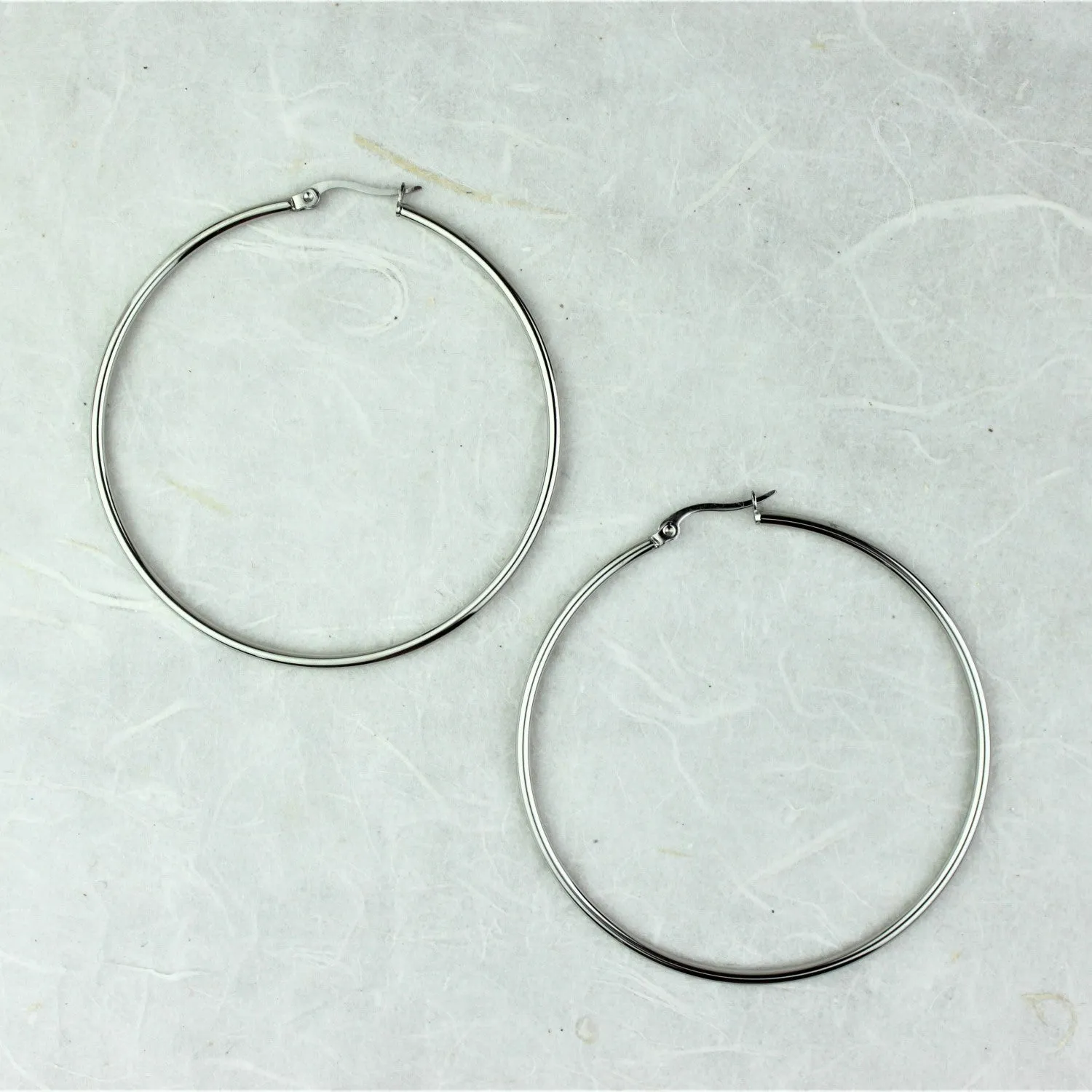 50mm Silver Creole Valentano Hoop Earrings