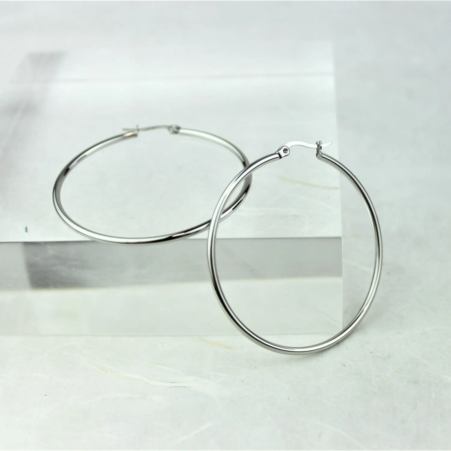 50mm Silver Creole Valentano Hoop Earrings