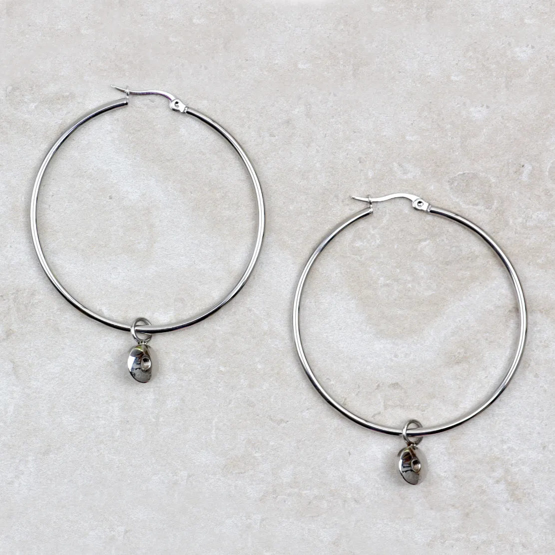 50mm Silver Creole Valentano Hoop Earrings