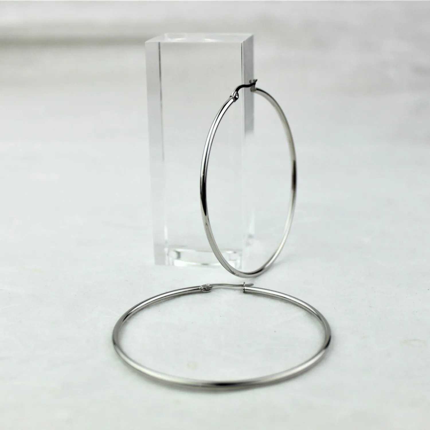 50mm Silver Creole Valentano Hoop Earrings