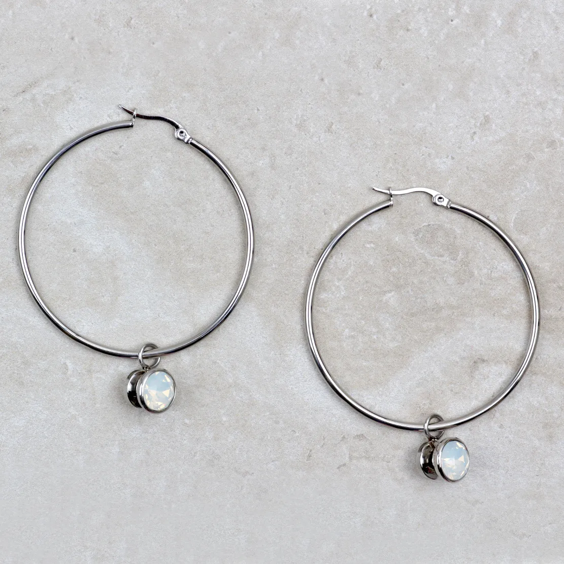 50mm Silver Creole Valentano Hoop Earrings