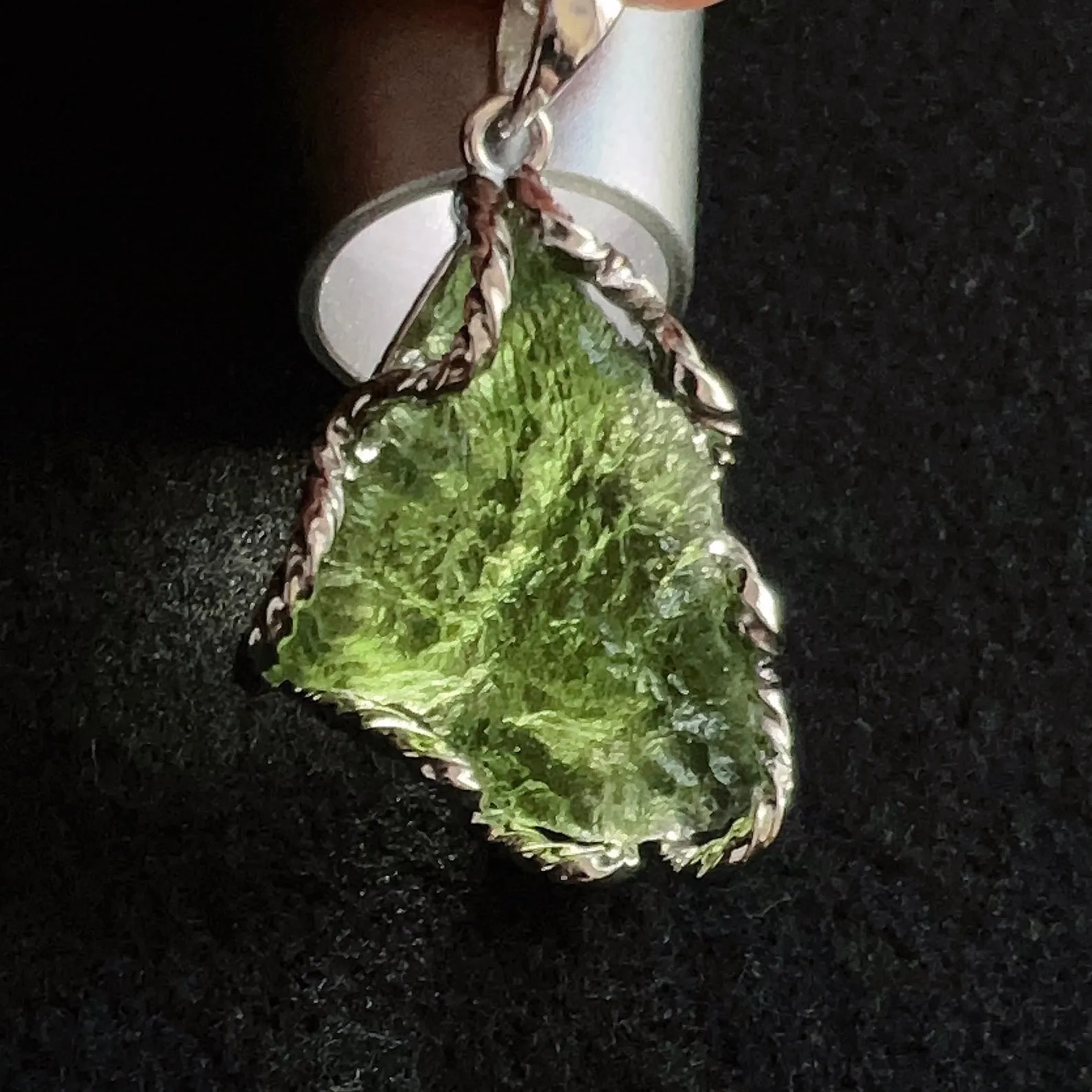 5.6g Natural Czech Moldavite Raw Stone Pendant Necklace Top-quality Green | Rare High-frequency Heart Chakra Healing Stone