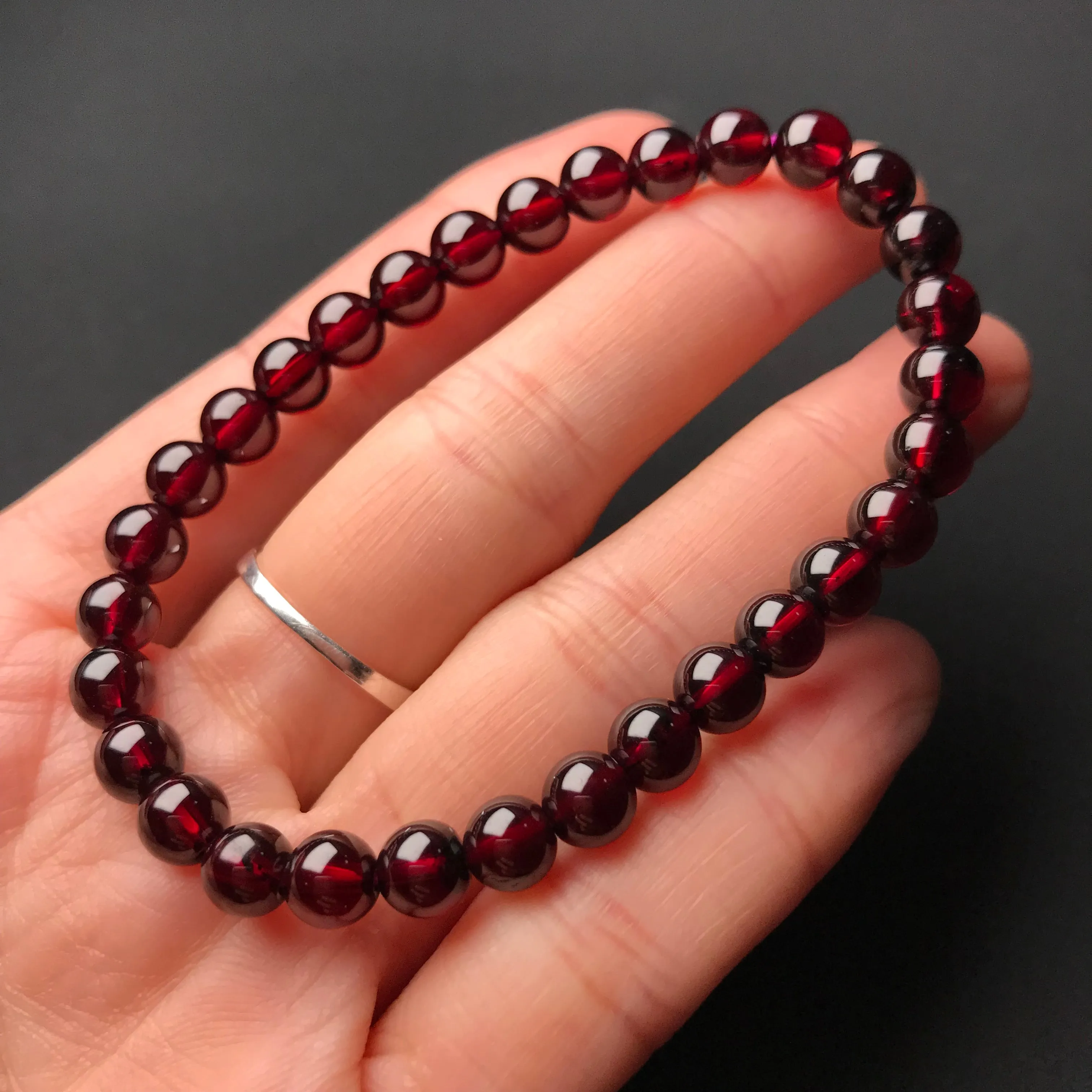 6mm Protection Red Garnet Crystal Bracelet | Root Chakra Healing Stone Jewelry