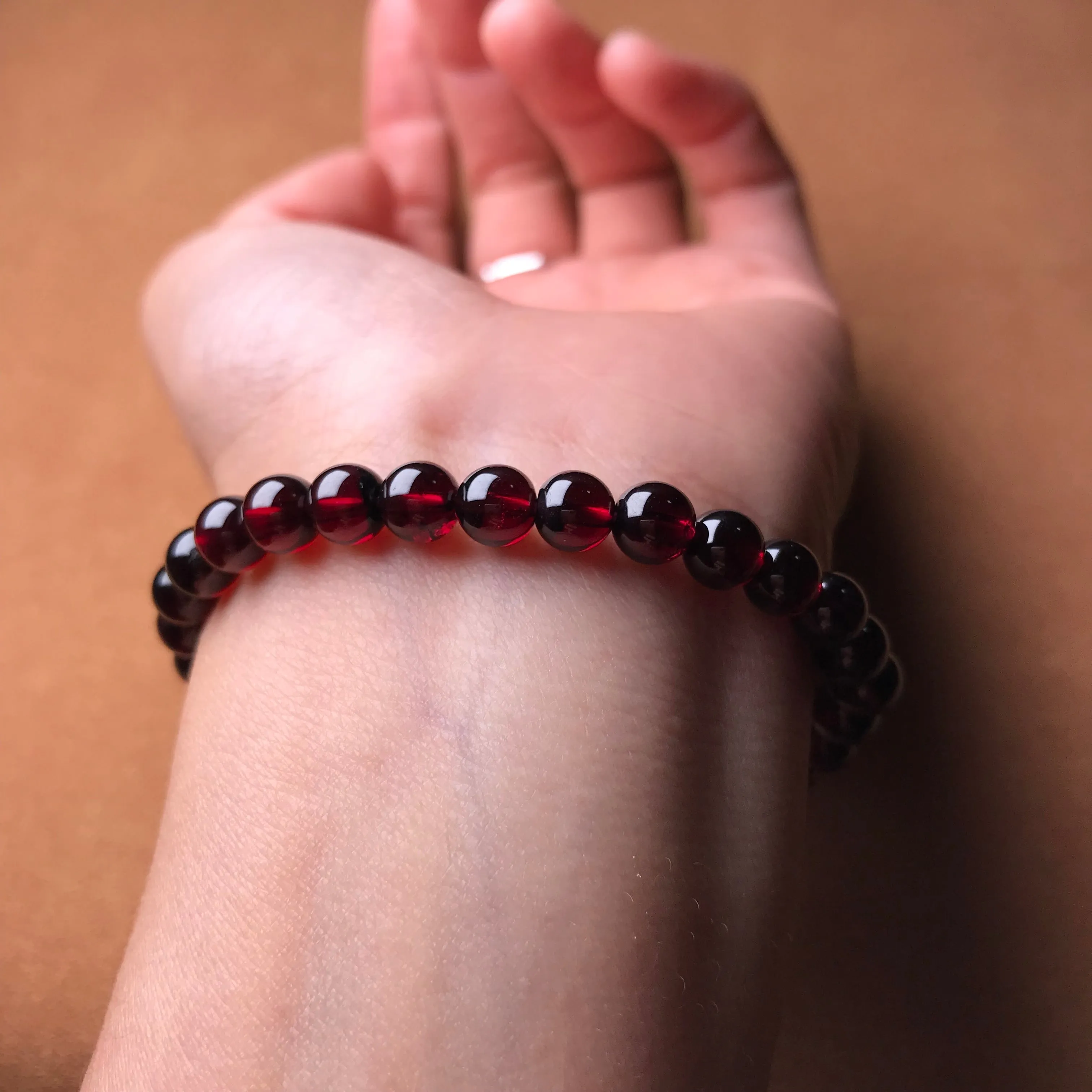 6mm Protection Red Garnet Crystal Bracelet | Root Chakra Healing Stone Jewelry