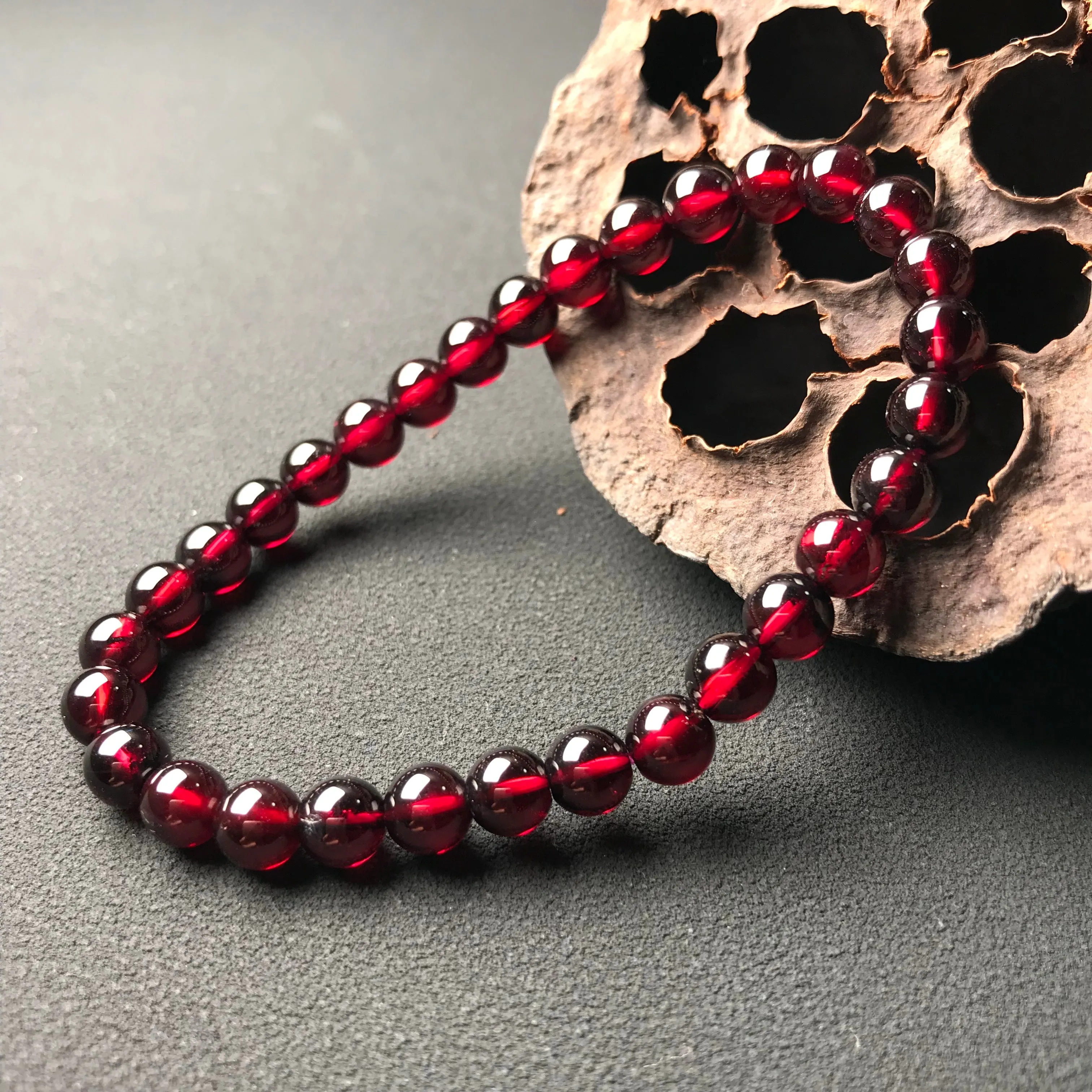 6mm Protection Red Garnet Crystal Bracelet | Root Chakra Healing Stone Jewelry