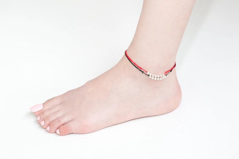 925 silver ball line knot anklet-o