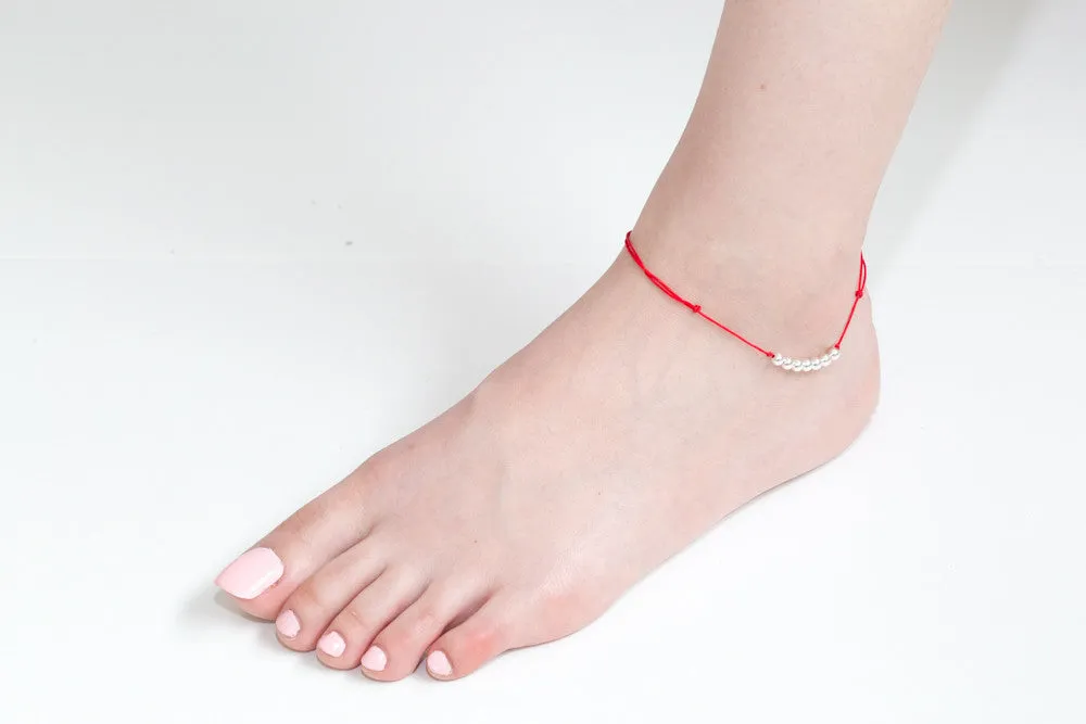 925 silver ball line knot anklet-o