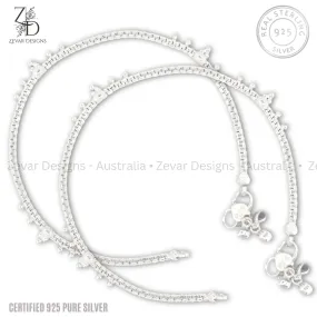 925 Sterling Silver Anklets Pair