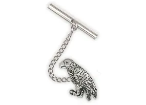 African Grey Jewelry Sterling Silver Handmade African Grey Tie Tack  AFG13X-TT