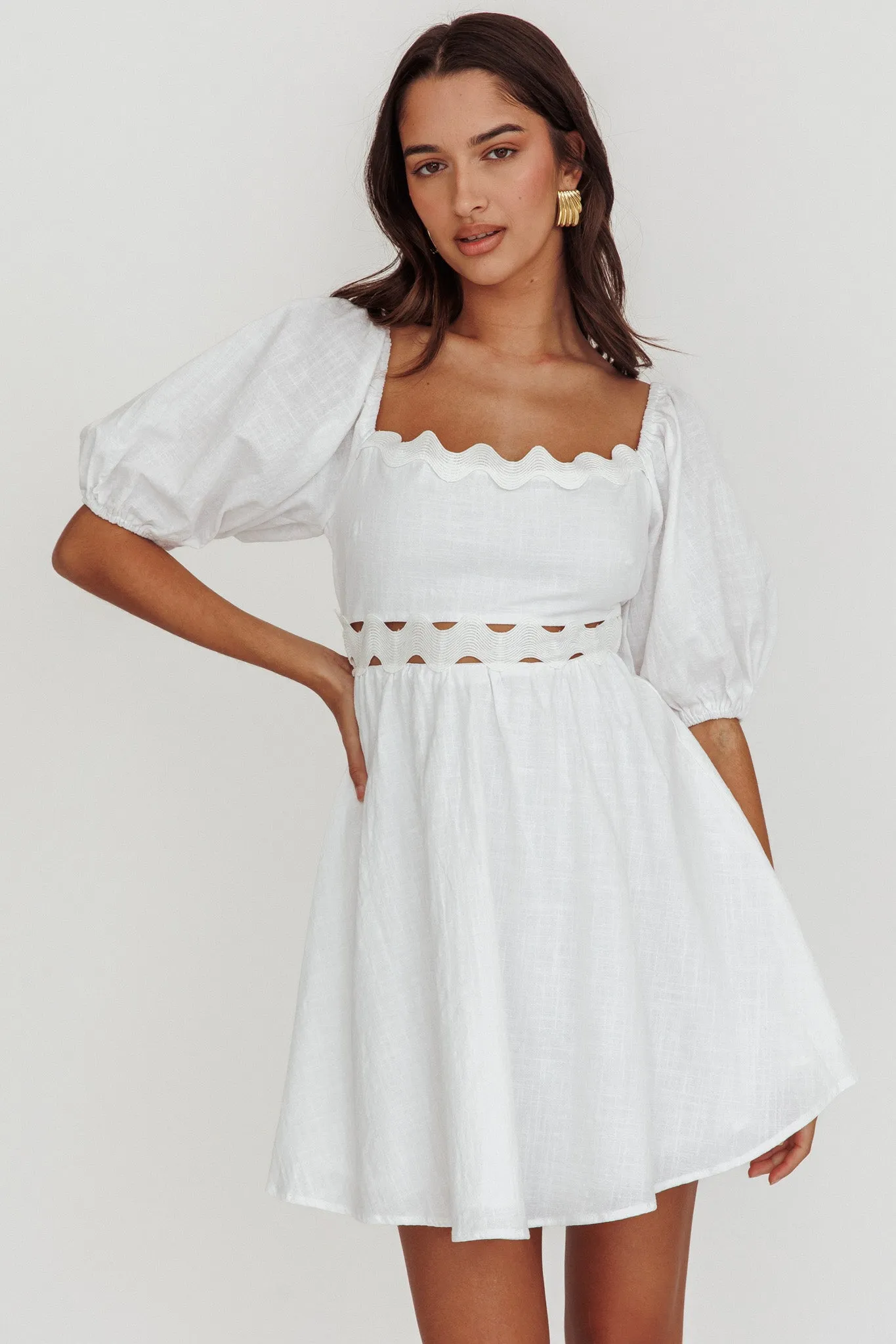 Akali Puff Sleeve A-line Mini Dress White