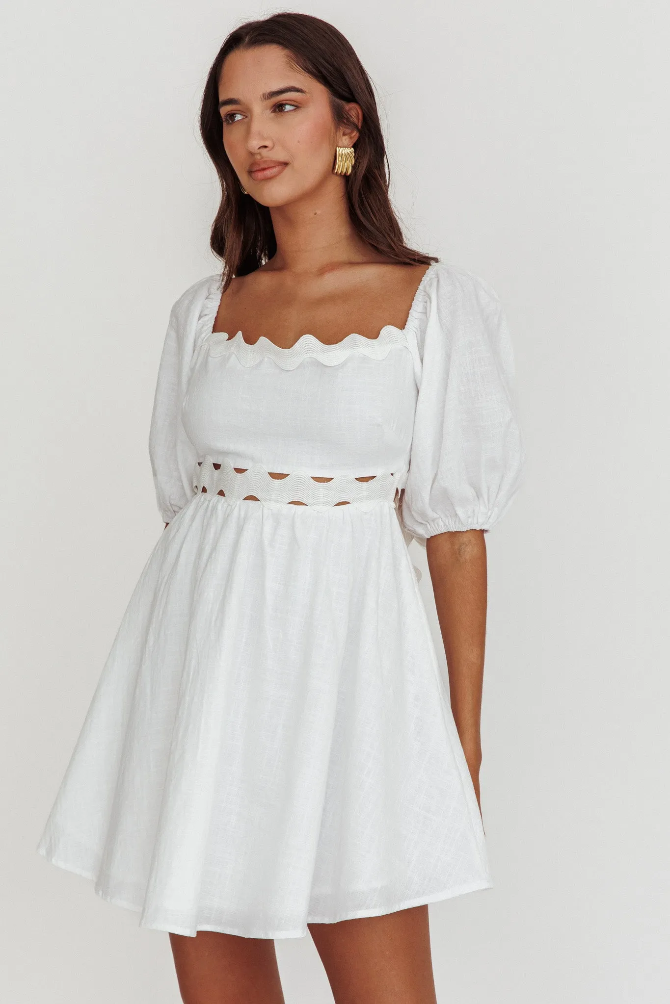 Akali Puff Sleeve A-line Mini Dress White