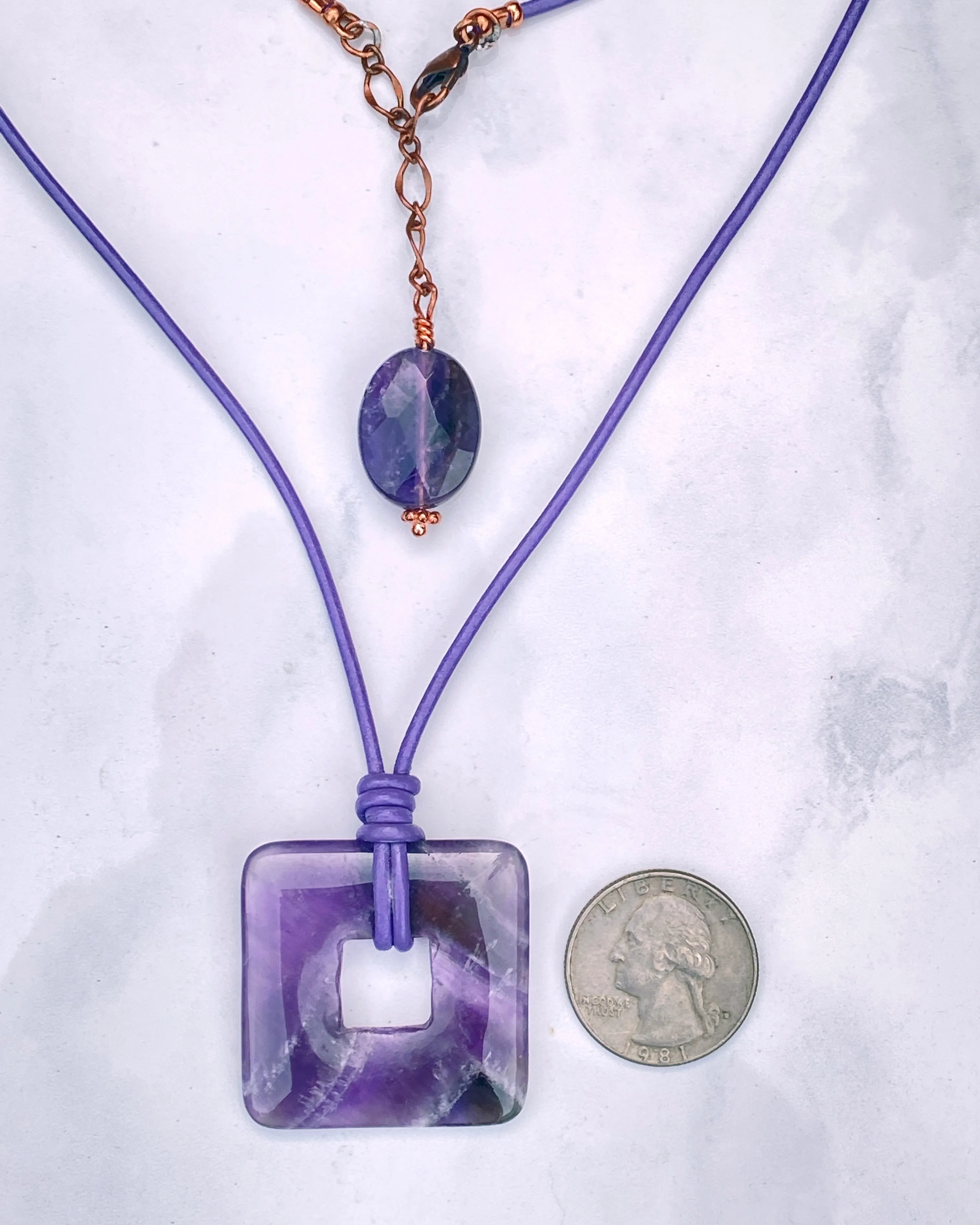 Amethyst gemstone Leather Necklace