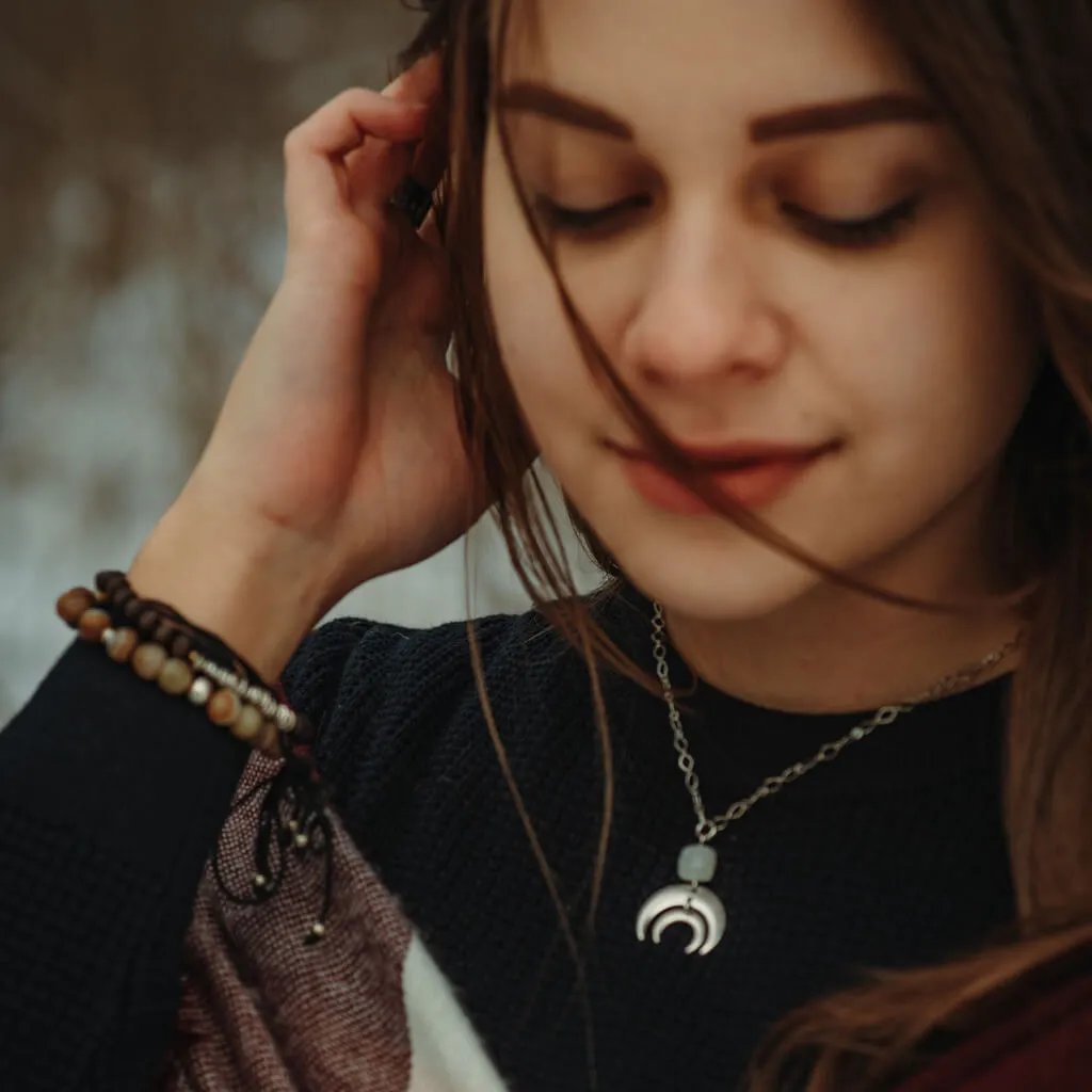 apollo and artemis // double crescent moon necklace - with topaz jade or moonstone