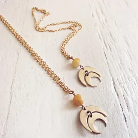 apollo and artemis // double crescent moon necklace - with topaz jade or moonstone