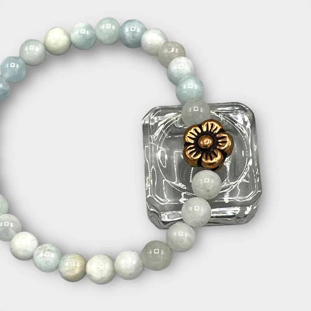 Aquamarine and Silver Hamsa bracelet