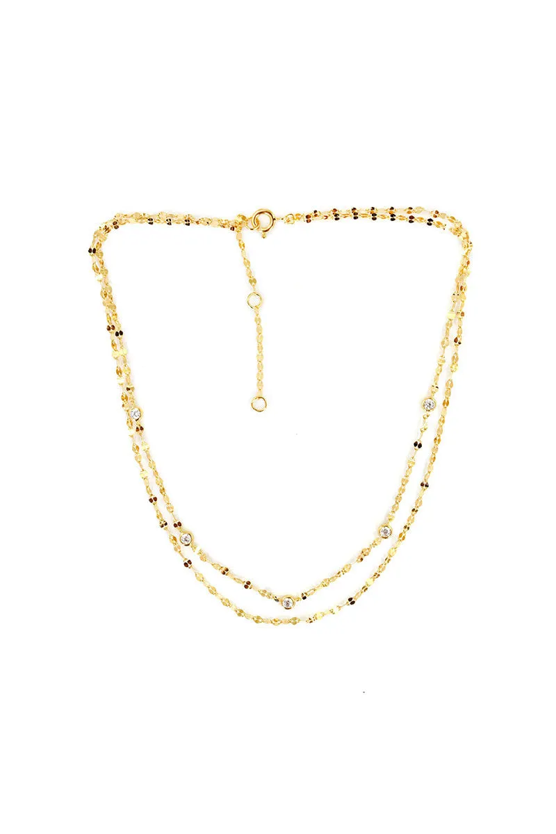 Aurora Double Chain Choker in Gold