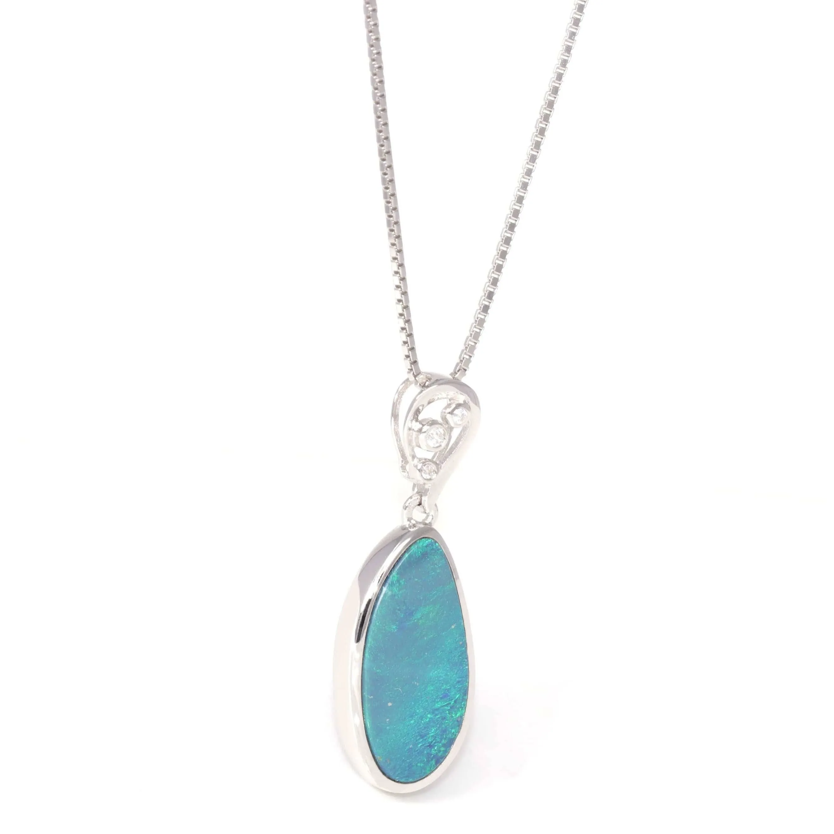 Baikalla? Sterling Silver Freeform Australian Blue Opal Bezel Set Necklace