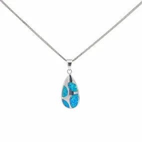 Baikalla Sterling Silver Lab-Made Opal Bezel Pendant Necklace