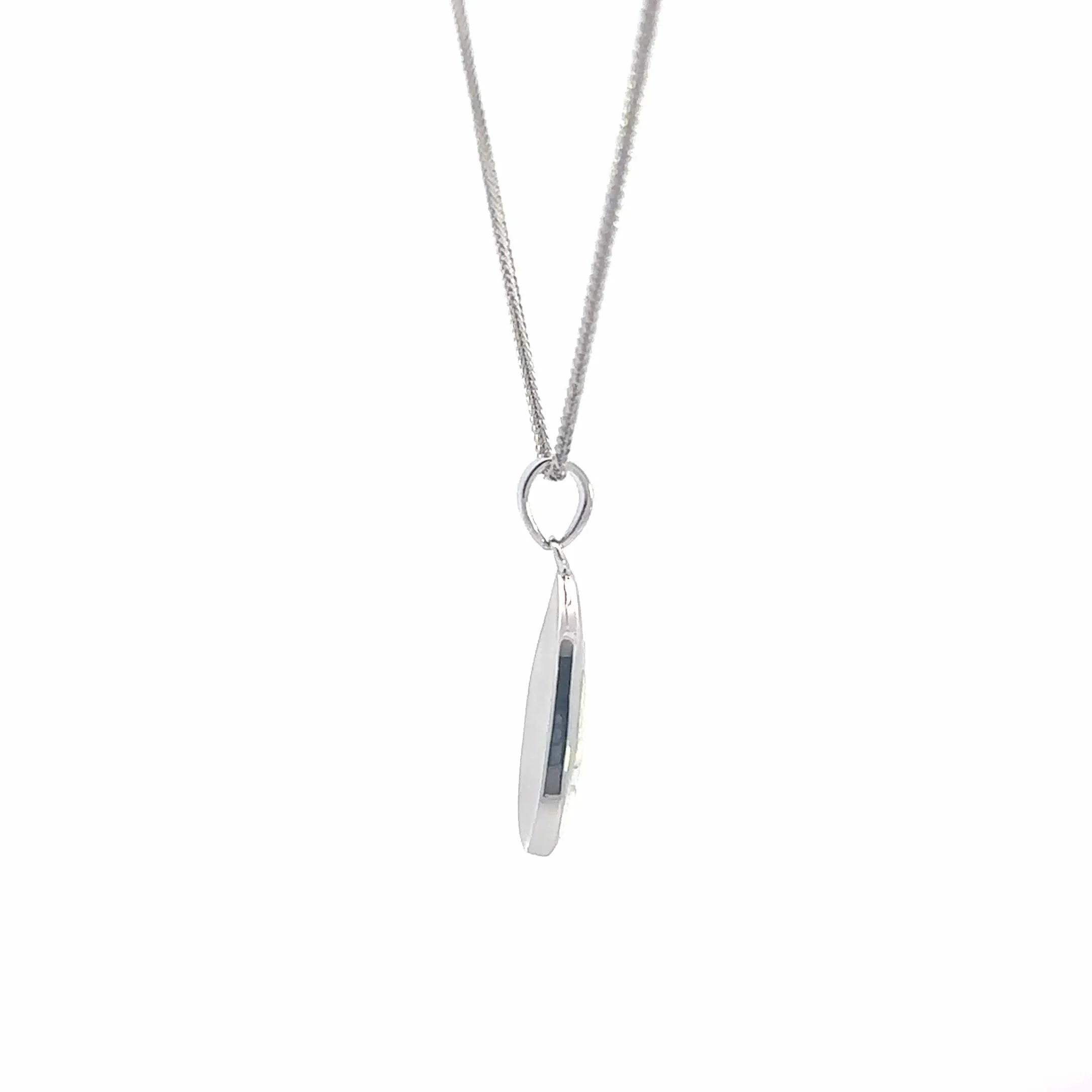 Baikalla Sterling Silver Lab-Made Opal Bezel Pendant Necklace