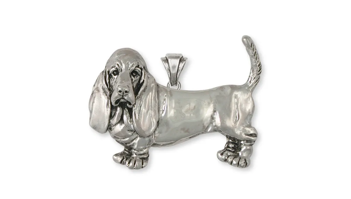 Basset Hound Pendant Jewelry Sterling Silver Handmade Dog Pendant BAS1-P