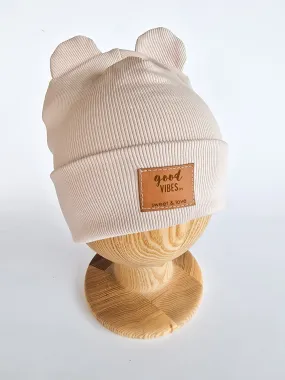 Bear folded beanie cream