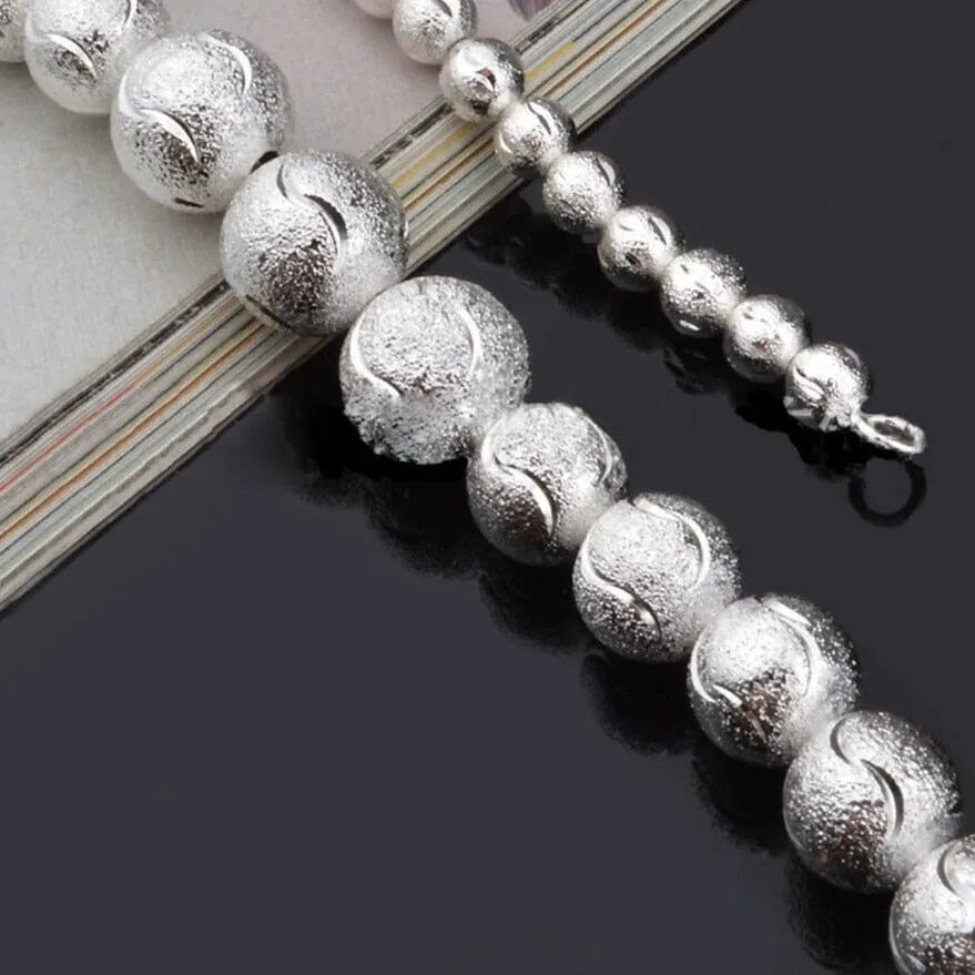 Big Smooth/Sand Beads High-Quality Hyperbole Necklace - 925 Sterling Silver