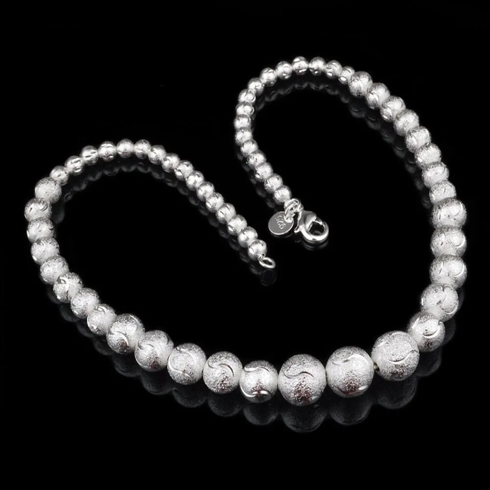 Big Smooth/Sand Beads High-Quality Hyperbole Necklace - 925 Sterling Silver