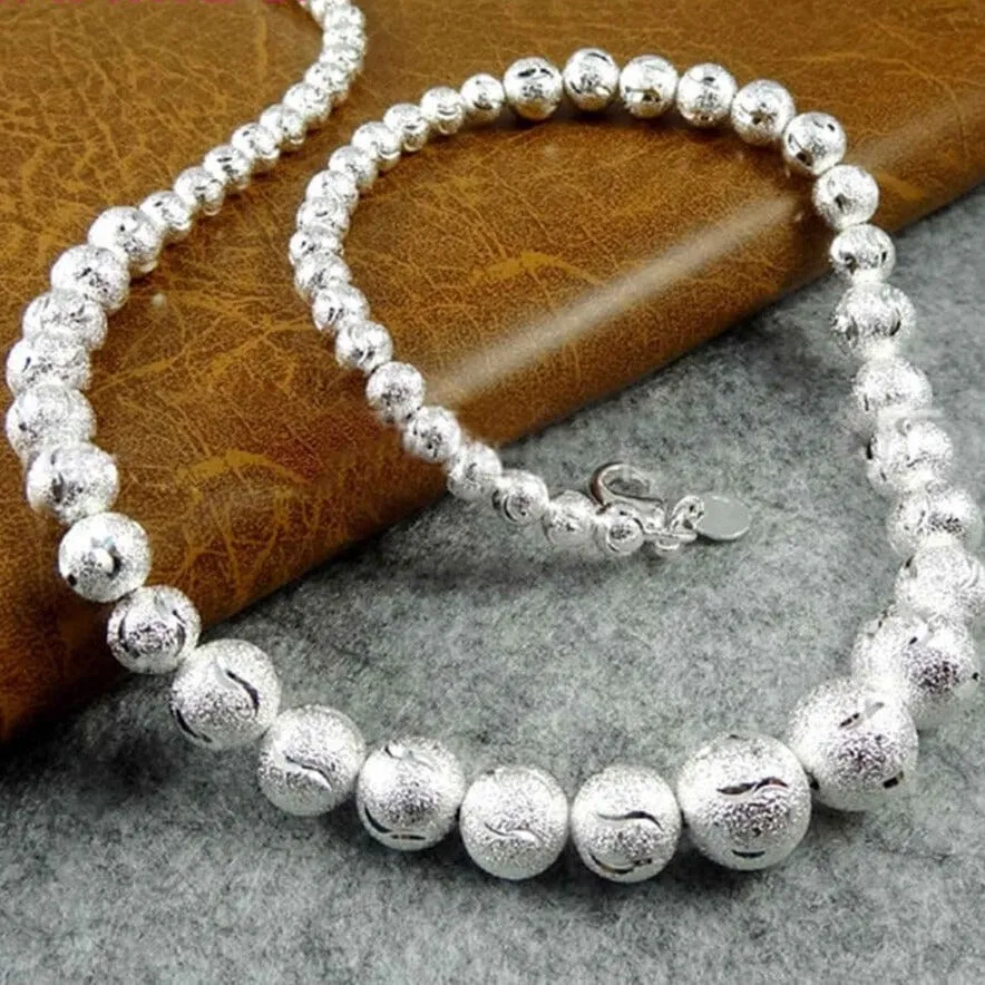 Big Smooth/Sand Beads High-Quality Hyperbole Necklace - 925 Sterling Silver