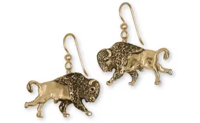 Bison Earrings 14k Gold Vermeil Handmade Buffalo And Bison Jewelry  UBS1-EVM