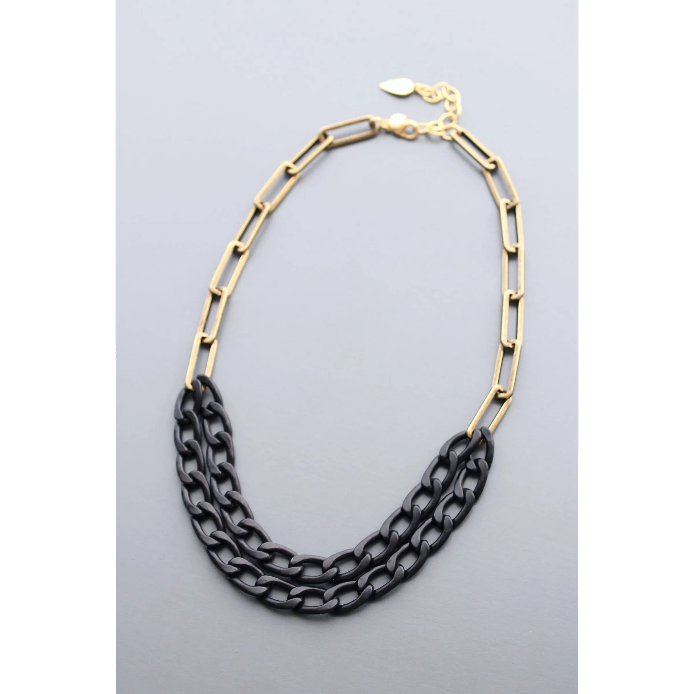 Black and Brass Chain Necklace