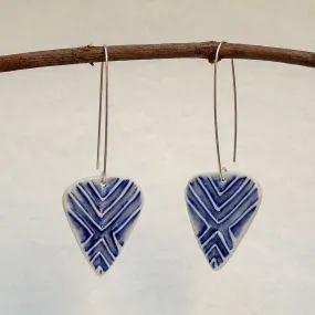 Blue triangle porcelain earrings